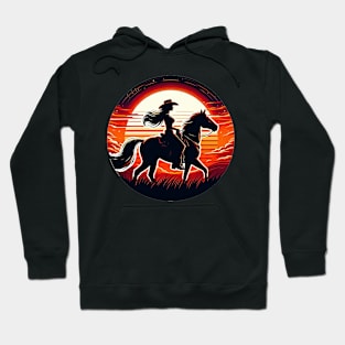 Cowgirl Horse Rider's Dream into the Sunset for Rodeo Queen Hoodie